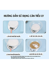 Cân Tiểu Ly Điện Tử Mini Nhà Bếp Cân Thực Phẩm Loại 5Kg Tiện Lợi Cân Tiểu Ly Điện Tử Nhà Bếp Mini Làm Bánh Đồ Ăn Nguyên Liệu Chính Xác Cao Tặng Kèm Pin