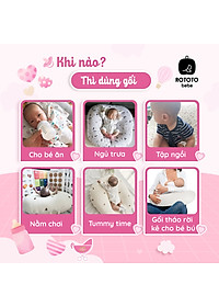 Gối chống trào ngược cho bé Rototo Bebe cao cấp nhập khẩu Hàn Quốc khắc phục tình trạng trào ngược dạ dày trẻ sơ sinh hiệu quả - Loại Cotton cao cấp mềm mại, thấm hút mồ hôi tốt 