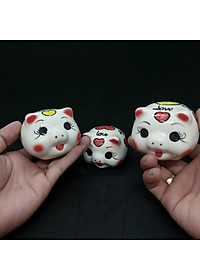 Combo 2 Con HEO ĐẤT Tiết Kiệm Gốm Men Sứ Bát Tràng cao cấp - Size MINI Màu TRẮNG SỮA, Heo Phong thủy Thu Hút Tài Lộc, May Mắn - Lợn Đất chưng bàn làm việc, bàn học, trang trí nội thất, giải hạn