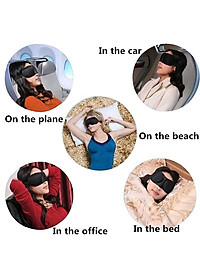 Bịt Che Mắt Ngủ 3D Kèm Bịt Tai Văn Phòng, Trên Xe Ô tô, Máy Bay, Thoáng Khí, Mềm Mại Cho Giấc Ngủ Ngon, Mặt Nạ Ngủ. Du Lịch Dã Ngoại Phượt Thiền MÀU ĐEN