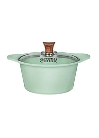 Bộ 3 nồi quánh đúc Ceramic nắp kính chống dính 5 lớp đáy từ Greencook GCS05 Size 18cm/20cm/24cm dùng cho bếp từ,bếp ga,bếp hồng ngoại,bếp củi-Hàng chính hãng