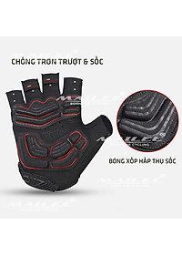 Găng tay xe đạp hở ngón, nửa ngón đệm chống sốc 2 lớp S191 thoáng khí lau mồ hôi, chống trơn trượt Cycling Mai Lee