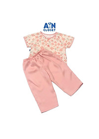 Bộ bà ba dài áo tay ngắn bé gái họa tiết Hoa Anh Thảo quần lụa hồng - AICDBGJZGS1Q - AIN Closet