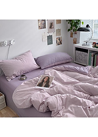 Bộ vỏ chăn ga gối cotton tici notag Lidaco cotton đũi trơn dày decor phòng ngủ vintage đủ mọi cỡ nệm