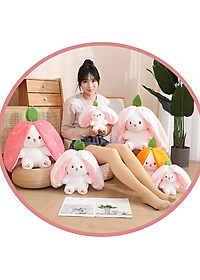 Gấu bông thỏ cà rốt 2 in 1, thú nhồi bông dâu cosplay cao cấp