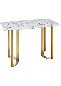 Bộ bàn ăn mặt đá cẩm thạch chân inox mạ vàng