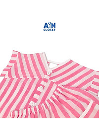 Bộ quần áo ngắn bé gái họa tiết Kẻ hồng trắng linen cotton - AICDBGWIKHKS - AIN Closet