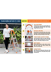 Thang Nhôm Ghế 3 Bậc Advindeq Ads-703