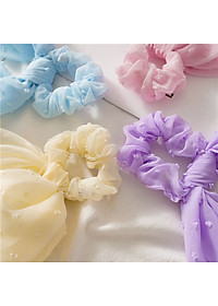 Dây buộc tóc Scrunchies lụa hạt bông dáng dài dễ thương HD79