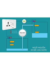 Ổ cắm máy bơm an toàn thương hiệu Rạng Đông Model: OC03.MB 16A, sử dụng nguồn cách ly điện áp thấp 5V đến phao điện tại các bể, an toàn cho người sử dụng