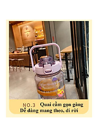 Bình Đựng Nước Sports Cup Phong Cách Thể Thao Có Ống Hút Dung Tích 2L Dễ Thương Có Vạch Báo Giờ Uống Nước