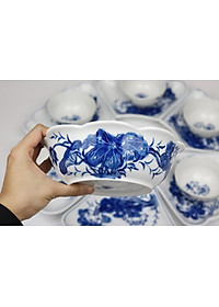 Bộ đồ ăn hoa mặt trời Bát Tràng men khử - Khử chì và kim loại nặng - Hoa sen