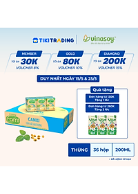 Thùng sữa đậu nành Vinasoy Fami Canxi Nguyên vị (200ml x 36 hộp