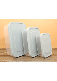 Bộ 3 hộp thực phẩm chữ nhật Hokkaido 750-1500-2500ml