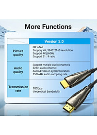 Cáp HDMI quang Vention chuẩn 2.0 cao cấp độ dài 10M-50M, hỗ trợ 4k60Hz, không bị suy giảm tín hiệu -  Hàng chính hãng