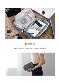 Túi đựng phụ kiện công nghệ đựng pin sạc dự phòng, điện thoại, cáp sạc usb, tai nghe có quai cầm, [Loại cao cấp - Màu Đen] Túi Đựng Phụ Kiện Công Nghệ Có Quai Cầm, Chống Nước - Hàng Chính Hãng dododios