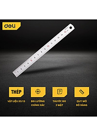 Thước Kẻ Thép Deli Các Kích Thước 15/20/30/50cmTiện Lợi - Chất Liệu Chống Mòn Gỉ - DL8015