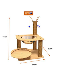 Trụ cào móng cho mèo bằng gỗ kèm lồng kính xinh xắn CT044