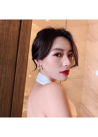 Khuyên tai ngọc trai hình chữ x đơn giản khí chất Hàn Quốc