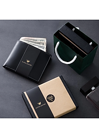 Bóp nam da bò - Ví da Nappa cao cấp tặng kèm hộp và túi sang trọng - Alpha 001