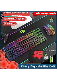 Bộ Bàn Phím Và Chuột Không Dây Gaming Có Đèn Led Pin Sạc XSmart T87 Tặng Kèm Lót Game, Combo Cho Máy Tính – Hàng Chính Hãng