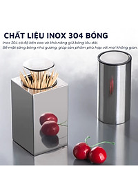 Lọ đựng tăm inox 304 DandiHome nắp bấm đóng mở hoàn toàn kín