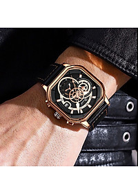 Đồng hồ nam dây da DIZIZID chính hãng mặt vuông cá tính, Chạy full 6 kim và lịch ngày, Kim dạ quang cao cấp, Chống nước cực tốt, Tặng kèm pin dự phòng DZBD79