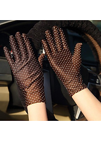 Găng tay chống nắng nữ ngắn chấm bi thật tay co giãn tốt- gang tay chong nang nu cham bi thoi trang