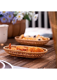 Khay Mây Tre ONGTRE Hình Bầu Dục Đựng Bánh Kẹo, Đồ Ăn, Hoa Quả Sạch Sẽ, Tiện Lợi Hàng Thủ Công Mỹ Nghệ