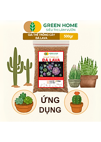 Đá Nham Thạch Lava GreenHome, Bao 500GR, Giá Thể Cho Thủy Sinh, Bonsai, Xương Rồng Màu Đỏ, Đen, Sạch Bụi