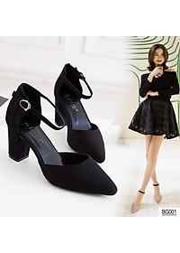Giày cao gót nữ 7p YUKIBLOOM đế vuông da lộn bít đầu BG01