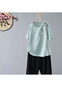 Áo kiểu nữ, áo phông in họa tiết hoa thời trang Haint Boutique,kín đáo,điệu đà,4 màu thanh nhã ALe18