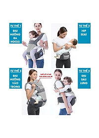 Địu ngồi trẻ em cao cấp siêu mềm 4 tư thế công nghệ Air Mesh thoáng khí - Comfybaby CF818 - tặng yếm tam giác