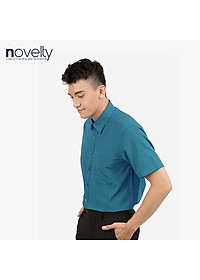 Áo sơ mi nam Slim fit ngắn tay xanh cổ vịt 171424N