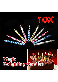 Vỉ 10 Nến Ma Thuật Thổi Không Tắt Cho Sinh Nhật Vui Nhộn, Đèn Cày Ma Thuật Magic Relighting Candle Thổi Không Tắt Troll Sinh Nhật Bạn Bè, Người Thân