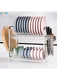 Kệ đựng chén bát 2 tầng Inox 304 cao cấp đa năng Hobby home decor KC2F
