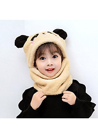 Mũ len trùm đầu tai gấu dễ thương liền khăn cổ giữ ấm chồng gió lạnh mùa đông - mu len trum dau