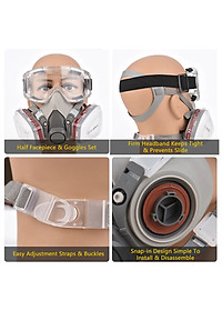 Trọn Bộ Mặt Nạ Chống Độc 3M 6200 Kèm Kính (Phun Thuốc Trừ Sâu, Phun Sơn, Chống Khói Bụi Mịn Và Hóa Chất)