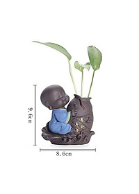 Tượng chú tiểu cưỡi cá chép - trồng cây, cắm hoa để bàn