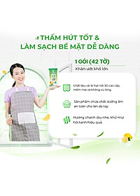 Khăn giấy ướt lau bếp Ecowipes khổ lớn 30x20 cm Kitchen Wipes gói 42 tờ loại bỏ dầu mỡ và vết bẩn nhanh chóng