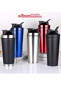Bình Lắc Inox Tập Gym Shaker Cao Cấp Chính Hãng miDoctor 800ml – Chọn Màu Tặng Kèm Bóng Lò Xo Đánh Bột