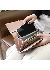 Ví dài bóp nữ cầm tay gấp da trơn kiểu dáng thời trang xinh