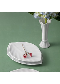 Đĩa lá xoắn bằng sứ trắng Long Phương (hàng thường)