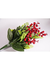 Hoa giả đẹp trang trí nhà cửa chùm Cherry đỏ hạnh phúc nhiều màu - Cao 40cm bụi 7 cành