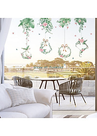 Decal giấy dán tường vòng hoa treo XC9053