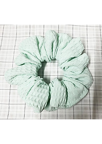 Cột tóc scrunchies vải dày màu xanh ô kẻ