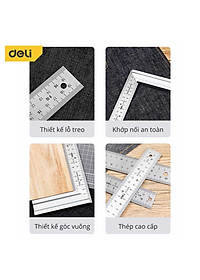 Thước Vuông Góc Kim Loại Deli Kích Thước 200mm - Sử Dụng Đo Đạc Trong Xây Dựng, Sửa Chữa Nhà Cửa - DL4034