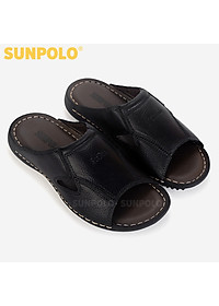 Dép nam quai ngang da bò đế cao su DQN020 phiên bản đen