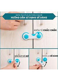 Combo 4 Khóa tủ lạnh, chốt an toàn tủ lạnh, ngăn kéo, tủ đồ. Khóa cửa tủ an toàn cho bé. Chất liệu nhựa cao cấp
