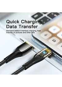 Dây cáp sạc type-C sạc nhanh 100W chuẩn PD 3.0 USB C to Type C hiệu HOTCASE ESSAGER Transparent Data Cable - trang bị đèn LED, Sạc nhanh QC 4.0 và PD 3.0, Chip sạc thông minh, truyền tải dữ liệu cao 480Mbps - Hàng nhập khẩu